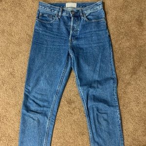 Everlane, high rise, cheeky, ankle jeans